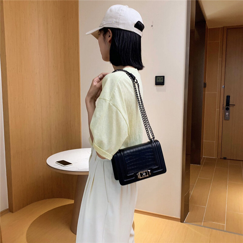 Torba na ramię małe torby typu Crossbody dla kobiet 2020 luksusowa moda Alligator wysokiej jakości PU skórzany łańcuszek torba projektant torebki