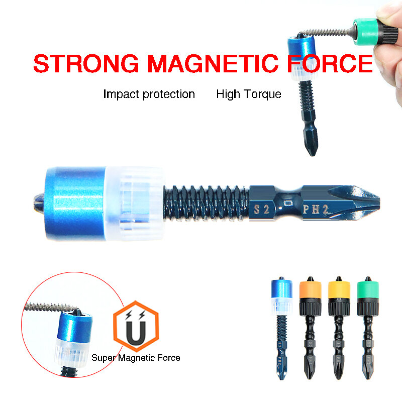 Multiwarna 65Mm Bor Magnetik Obeng Bit Anti-korosi Bor Bit Magnet Kuat Cincin Universal Magnetik Cincin Logam