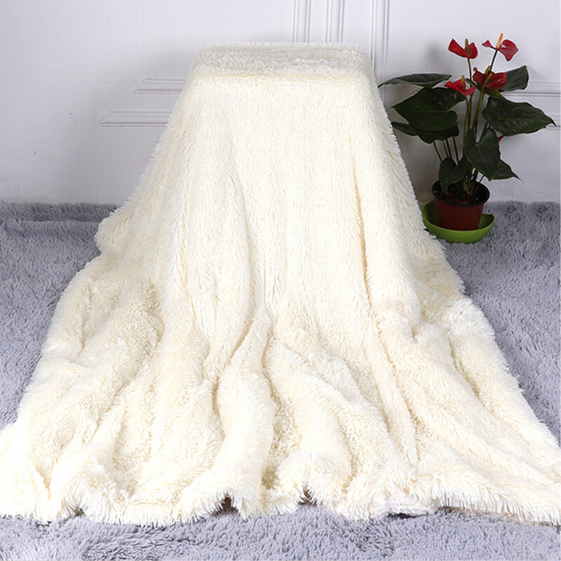 Super doux couverture moelleux chaud lit couvre-lit fourrure Faux jet couverture lit canapé confortable couvertures pour lits couleur unie couverture de lit
