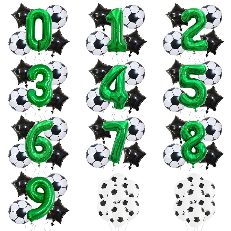Globos de fútbol, decoraciones para fiesta de cumpleaños, Globos de aluminio, copa de niño, número, suministros para fiesta deportiva de fútbol