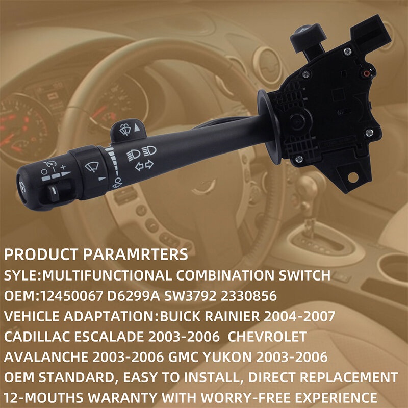 12450067 629-00403 Car Turn Signal Switch Wiper Dimmer Multi-Function Combination Switch For GMC Yukon Buick Rainier Chevrolet