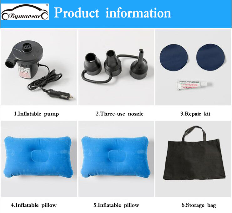 Bymaocar-colchón para coche inflable multifuncional para acampar al aire libre flocado de PVC accesorios para coche