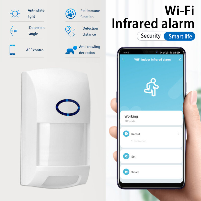 Wireless WiFi IR Smart PIR Motion Sensor,Alarm via Smart Life Tuya APP Real-Time Monitor,Alexa Google Home,Automation Anti-theft