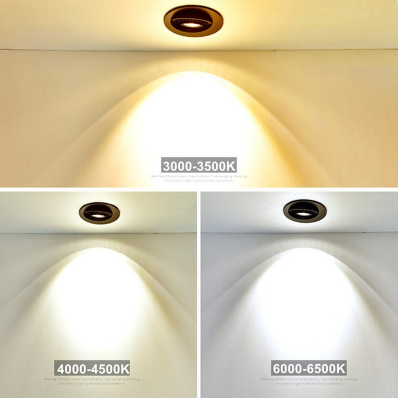 Приглушаемый светодиодный потолочный светильник 9 Вт, встраиваемые светодиодные потолочные светильники с вращением на 360 градусов, Регулир...