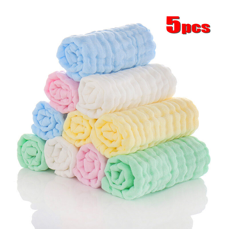 5 unids/lote muselina 6 capas de algodón suave bebé toallas Toalla de cara bebé pañuelo de alimentación cara toalla limpia burp paños