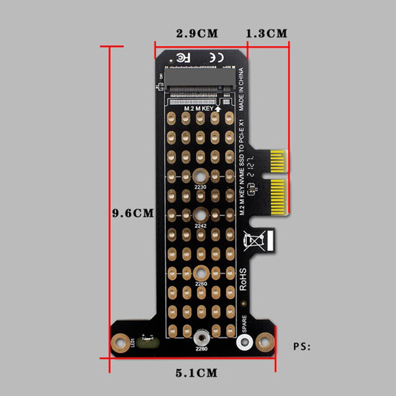 Ssd M.2 Nvme Pci-E X1 Adapter Board Ondersteuning PCI-E4.0/3.0 Extender Card Voor 2230/2242/2260/2280 desktop Computer Converter