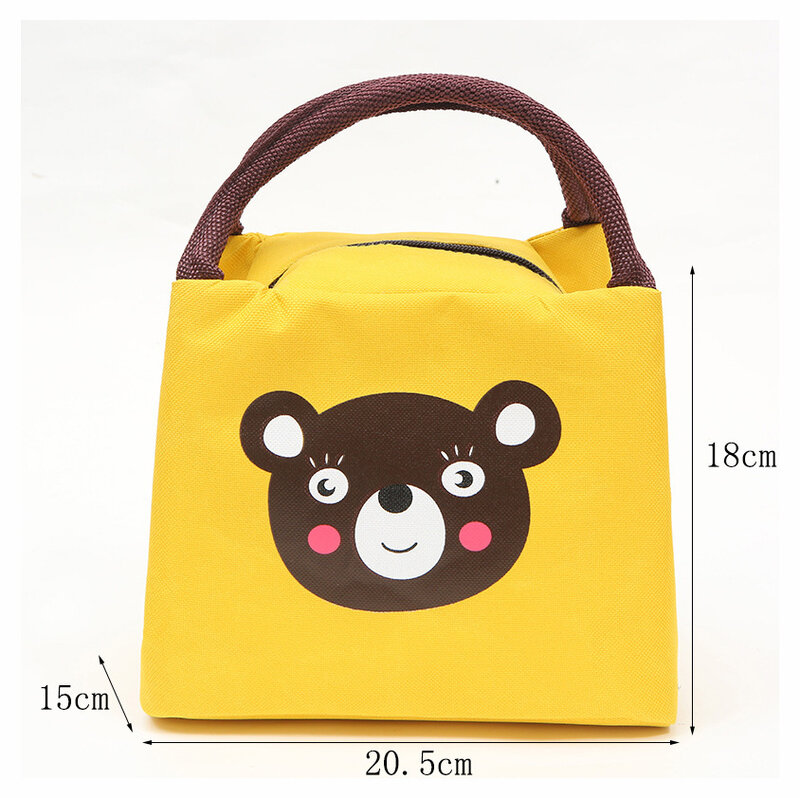 Children Cartoon Bear Thermal Insulation Bag Portable Lunch Bag Girls Boys Aluminum Foil Lunch Box Bag Thickened Bento Bag