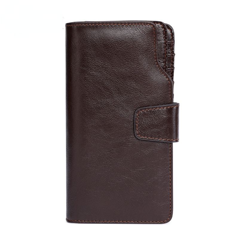 Zakelijke Mode Mannen Handtas Multi Card Lederen Lange Portemonnee Grote Capaciteit Eerste Laag Lederen Handtas