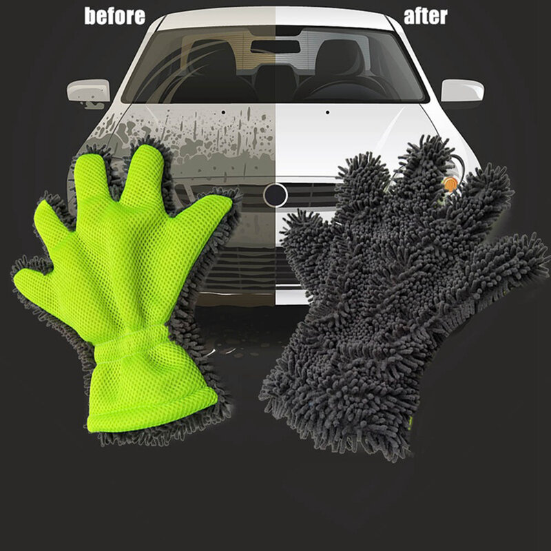 Luvas macias da lavagem do carro de cinco dedos, luvas do luxuoso, usadas para limpar carros e motocicletas, lavagem e toalhas secas, decoração do carro