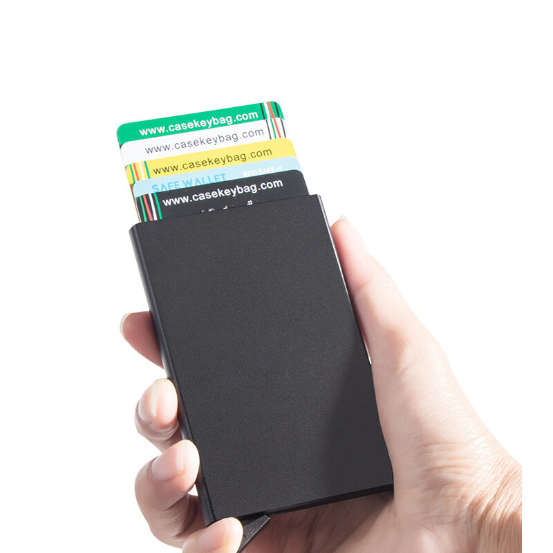 Dünne Dünne Smart Magische Brieftasche Männer Kleinen Kurzen Aluminium Legierung Bank Karte Halter Brieftasche fit für 5 Kreditkarte Fall