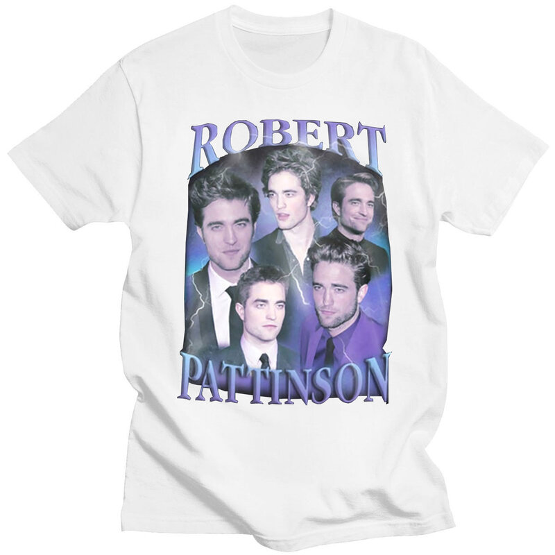 Kaus Robert Pattinson Klasik Kaus Pria Lengan Pendek Vintage Rob Edward Neverland Atasan Kaus Musim Panas Katun Pria Tshirt Besar