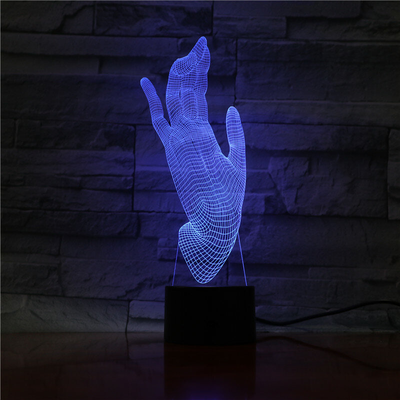 Lámpara 3D creativa LED de noche con forma de mano, decoloración acrílica, atmósfera colorida, Cable USB, novedad, luces de Navidad