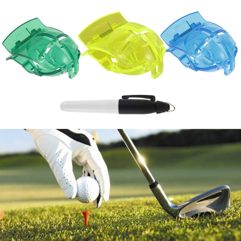 1 Buah Bola Golf Line Klip Liner Marker dengan Pena Tanda Template Menggambar Keselarasan Tanda Tanda Alat Menggambar Tanda Keselarasan alat