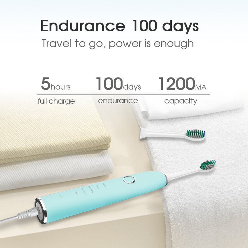 [Boi] 8 Replacement Brushes Heads Multifunction 5 Mode Clean Teeth USB Charge Rechargeable Adult Sonic Electric Toothbrush IPX8