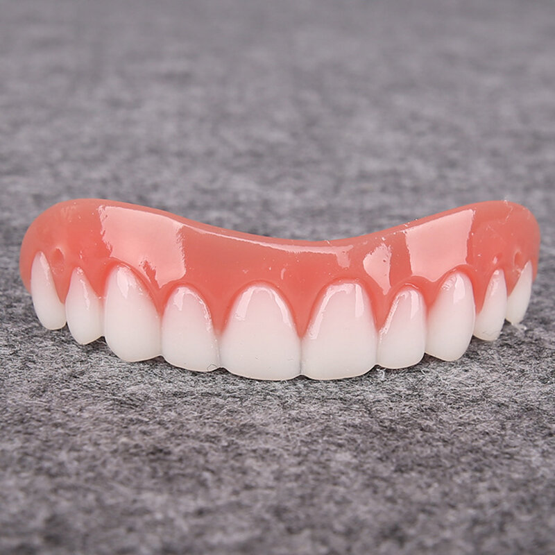 Conjunto con diseño de dientes de silicona Artificial, conjunto de prótesis, solo parte superior blanca