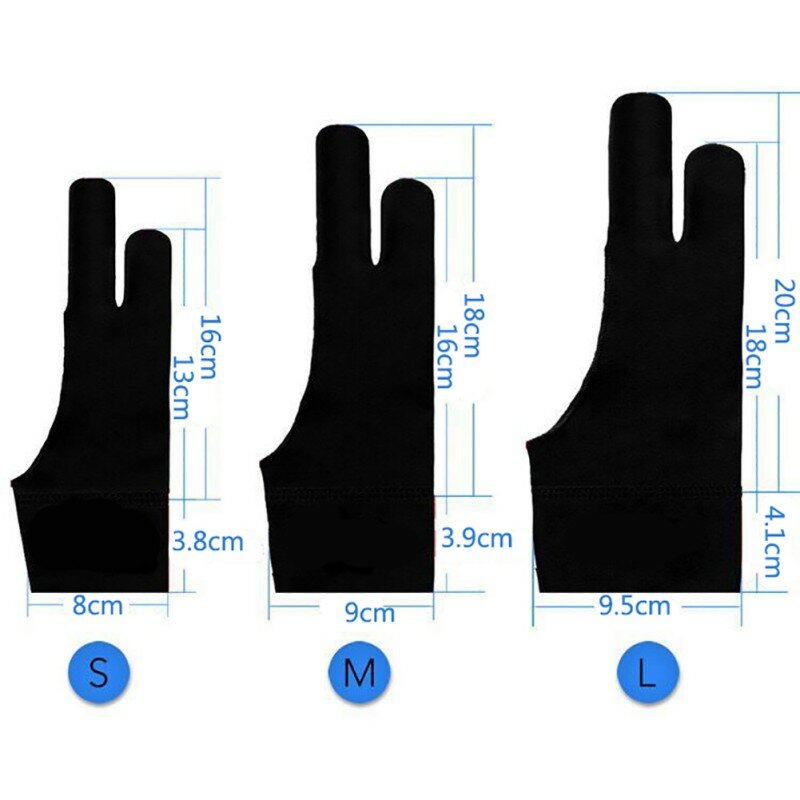 1Pcs Kunstenaar Tekening Handschoen Voor Elke Grafische Tekentafel 2 Vinger Anti-Fouling Zowel Voor Rechts En Links hand Tekening Handschoenen