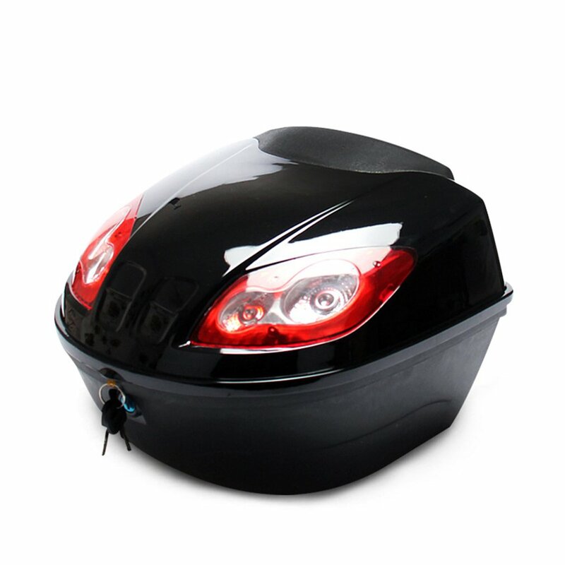 E-bike boîte de queue trottinette électrique coffre moto haut étui rigide casque mallette de rangement fixation rétractable et mécanisme d'attache de sécurité avec lampe réfléchissante