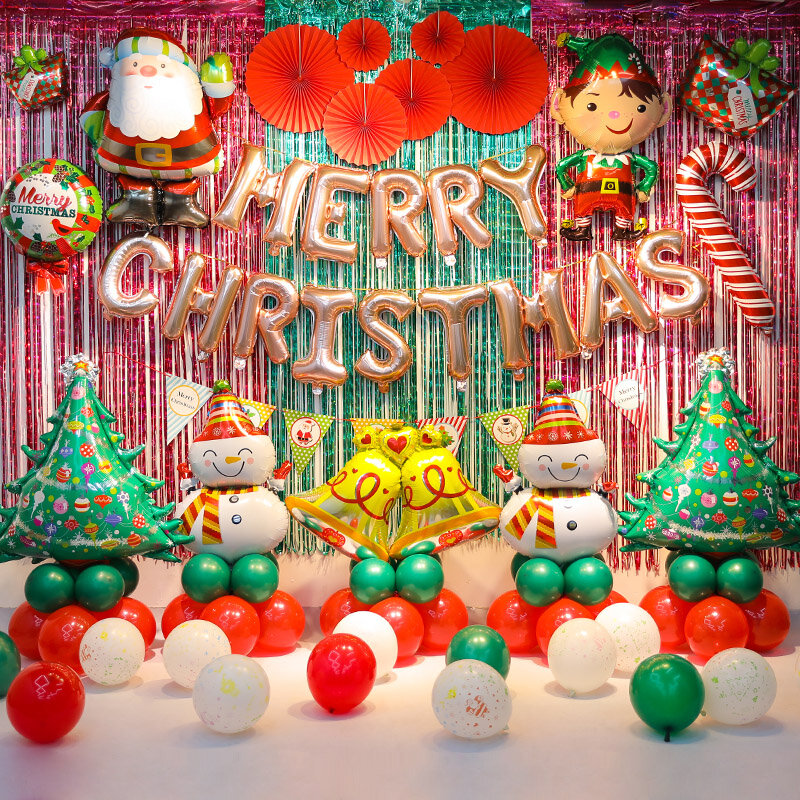 16 дюймов, рождественские украшения Globos, розовое золото, зеленый и красный, с надписью Merry Christmas, набор фольгированных шаров, новый год баннер ...