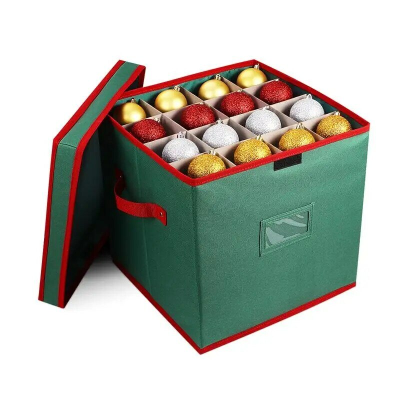 Bolas de Navidad caja de almacenamiento con tapa contenedor de almacenamiento mantiene 64 adornos de Navidad organizador Navidad 2020 (Nota: Solo caja)