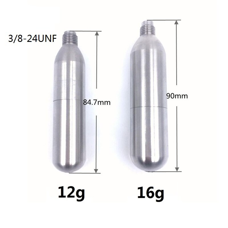 Refill CO2 Tank Gas Cylinder Capsule with Threaded and Unthreaded 8g 12g 16g Reusable Rechargeable Cartridge Rifle Accessories