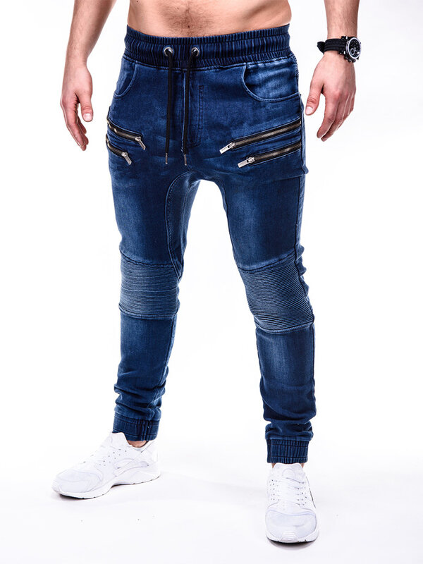 2020 nuovi pantaloni Jeans jeans da uomo casual da corsa con cerniera elegante jeans slim pantaloni hombr joggers masculino jean