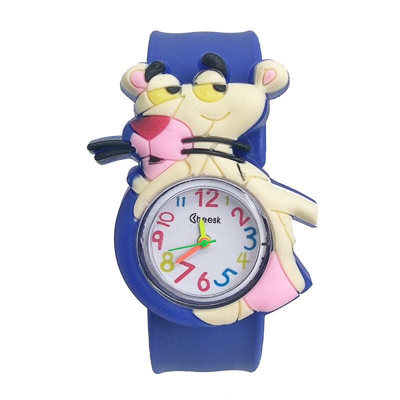 핑크 팬더 어린이 시계 어린이 시계 학생 어린이 소년 소녀 선물 3D 마우스 시계 남자 실리콘 어린이 시계 Reloj infantil