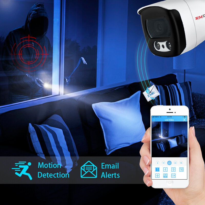 IP-камера видеонаблюдения HD PoE с функцией ночного видения, 5 Мп/3 Мп, с микрофоном, водонепроницаемая