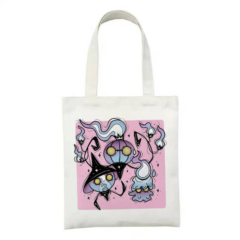 Borse di tela femminili borsa Shopping riutilizzabile per donna borsa shopper con stampa di cartoni animati di moda borsa a tracolla in tela da donna di grande capacità