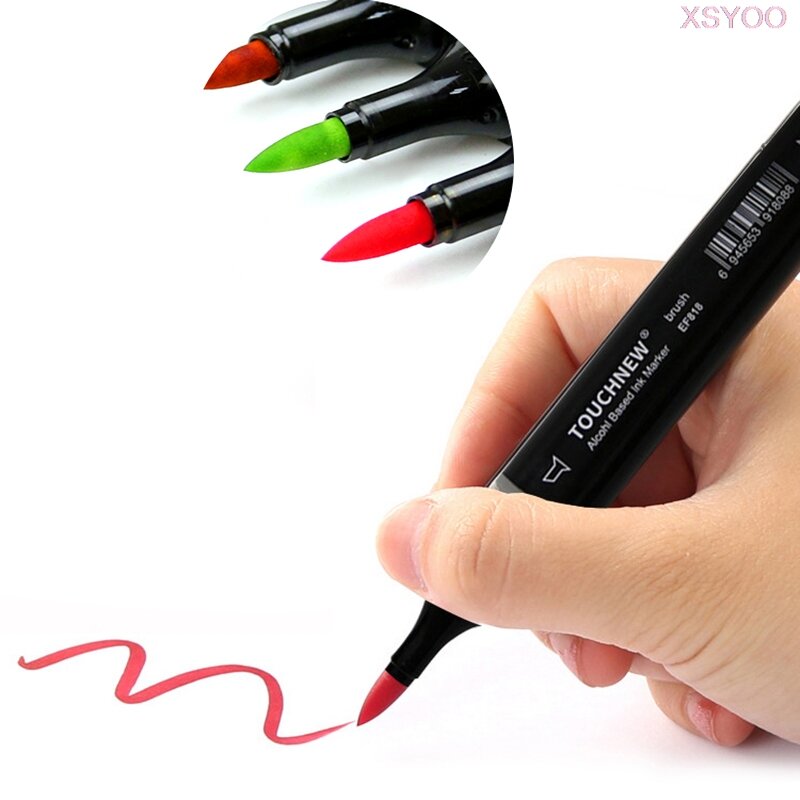 Touchnew 6/12/30/40/60/80 cor marcadores de bursh macio álcool baseado esboço feltro-ponta caneta marcador de arte gêmea oleosa para desenho de manga