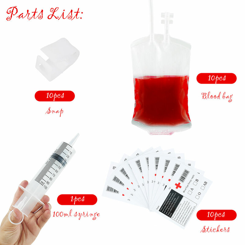 400ml Halloween Cosplay Party Drink Container Drinking Bag Fruit Juice Blood Drinking Pack Beverage Bag Decor Prop Supplies set