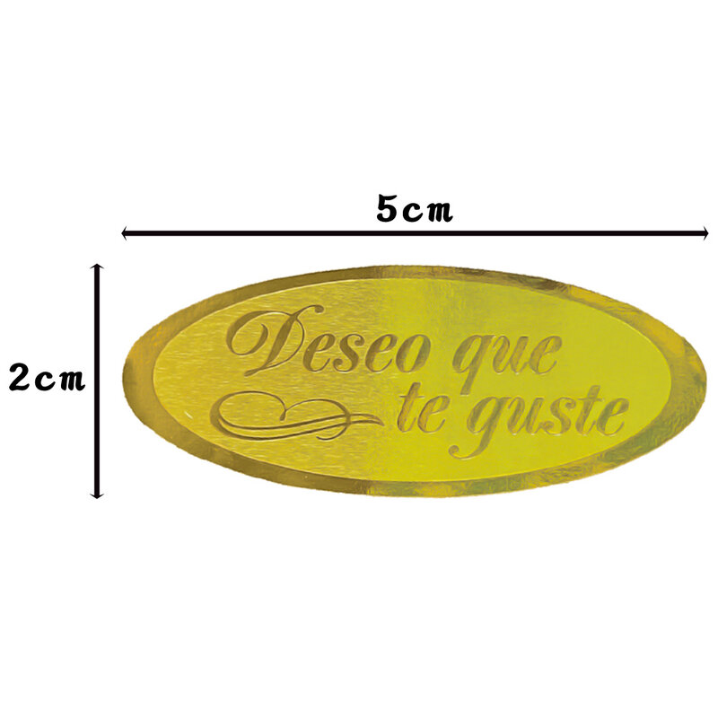 300 sztuk złota naklejka foliowa Handmade prezent naklejka dekoracyjna hiszpański Deseo Que Te Guste naklejki małe biznesowe opakowanie ręcznie