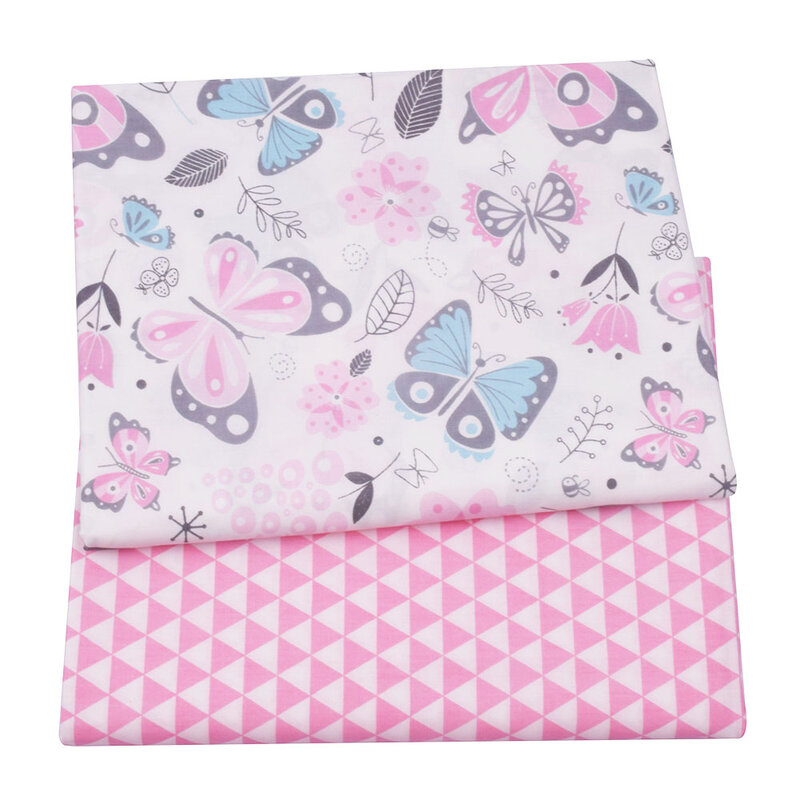 Tela de algodón con estampado Floral para bebés y niños, tejido acolchado grueso de punto de cereza rosa, 2 piezas, para hacer sábanas