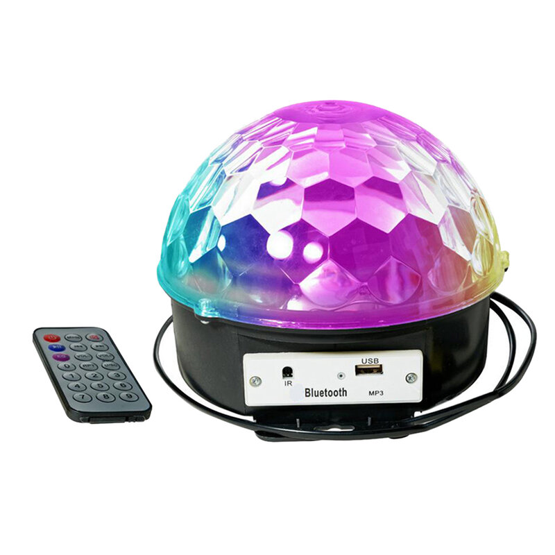 LED 디스코 DJ 무대 조명 램프 RGB 크리스탈 매직 볼 w/ MP3 플레이 USB 파티 사운드 활성화