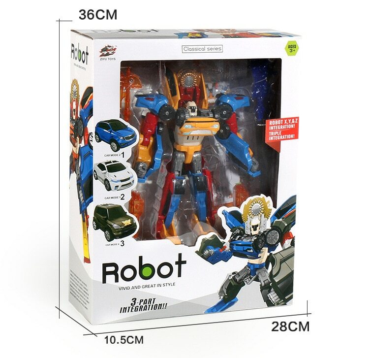 Figura de acción transformable Robot 3 en 1 para niños, juguete de coche de juguete, modelo de animación de dibujos animados, regalo de cumpleaños