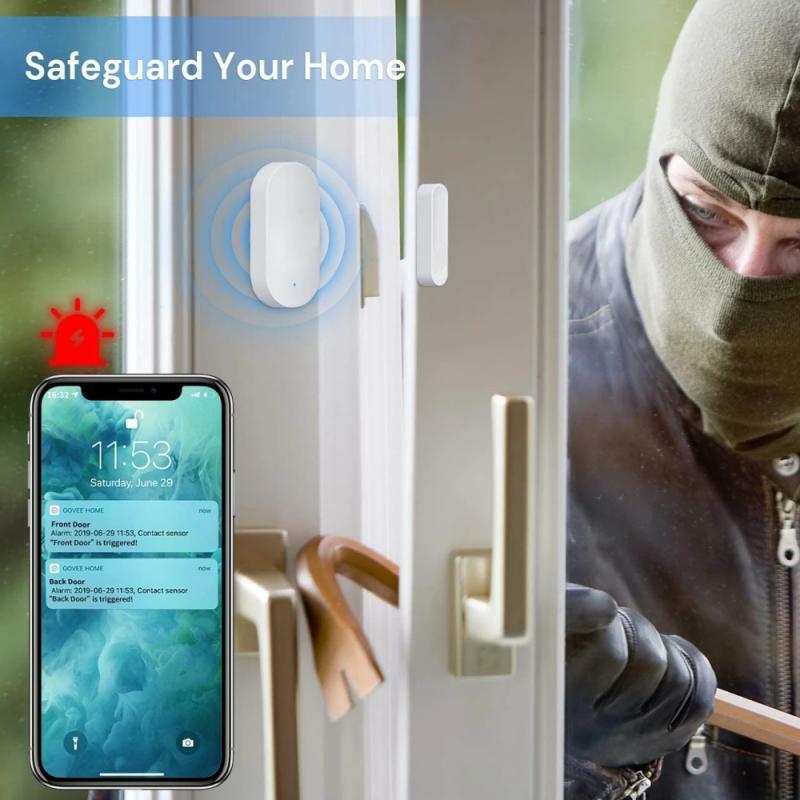 Sensor inteligente para portas e janelas, automação de segurança residencial, suporta alarme em tempo real pelo app tuya smart life, alexa, google home, zigbee hub