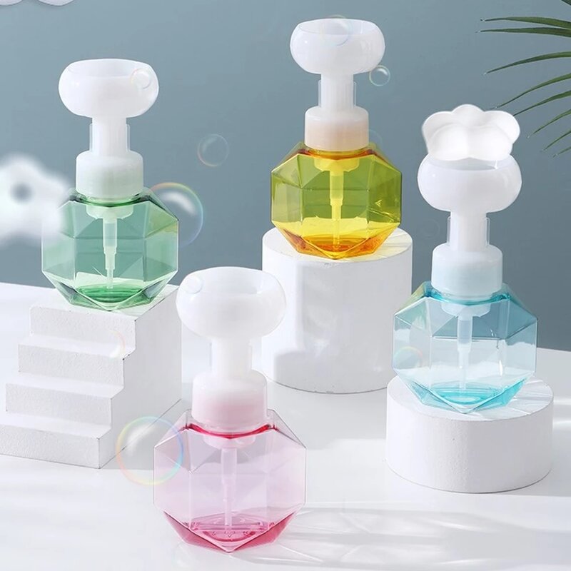 Dispensador de jabón en forma de flor, contenedores de jabón creativos recargables, botellas de burbujas para limpiador Facial, loción, champú @ ls