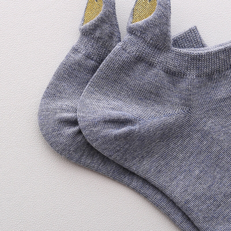 Calcetines tobilleros informales con bordado de corazón para mujer, calcetín de algodón, 4 pares, 2021