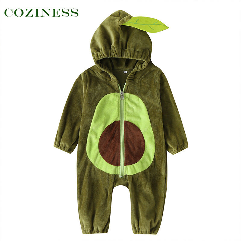 Cozeless-Sudadera con capucha para bebé, mono de manga larga con cremallera y forma de aguacate, de algodón y poliéster, para recién nacido, novedad, venta Flash