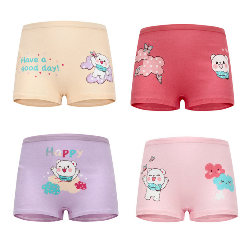 2-12Y Children 4 Pieces/Lot Underwear High Quality Cotton Girls Panties Cute Pattern Kids Boxer Briefs Child Soft girl Pants
