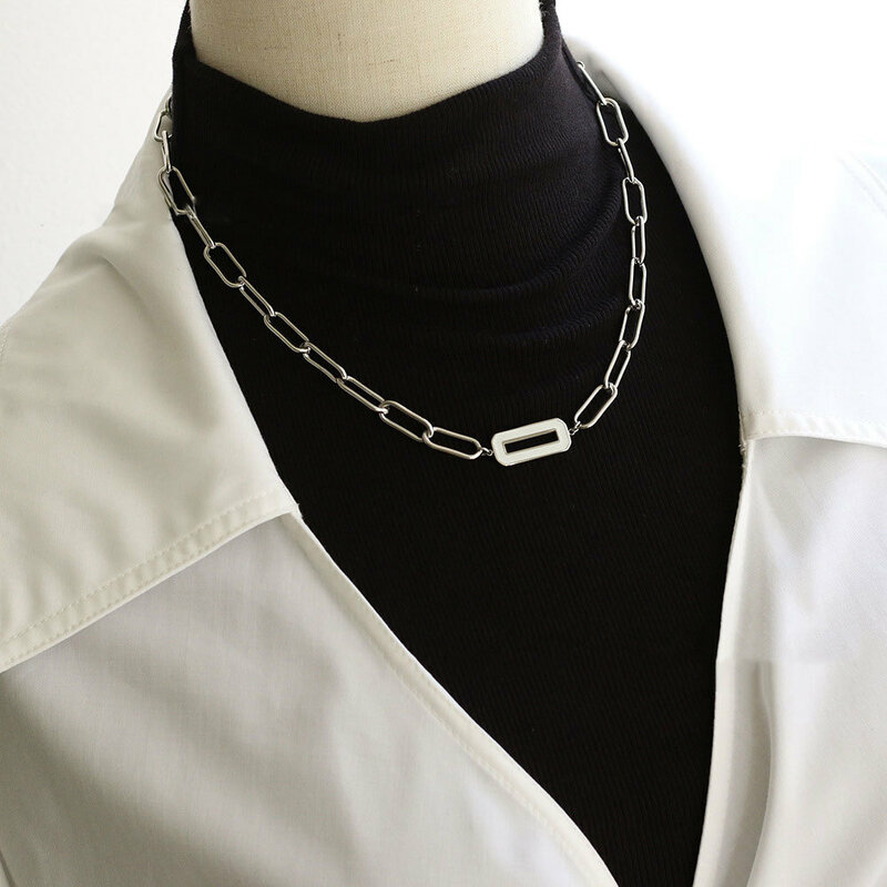 女性のためのステンレス鋼のネックレス両面,パンク,ゴシック,ファッショナブル,ジュエリー2021