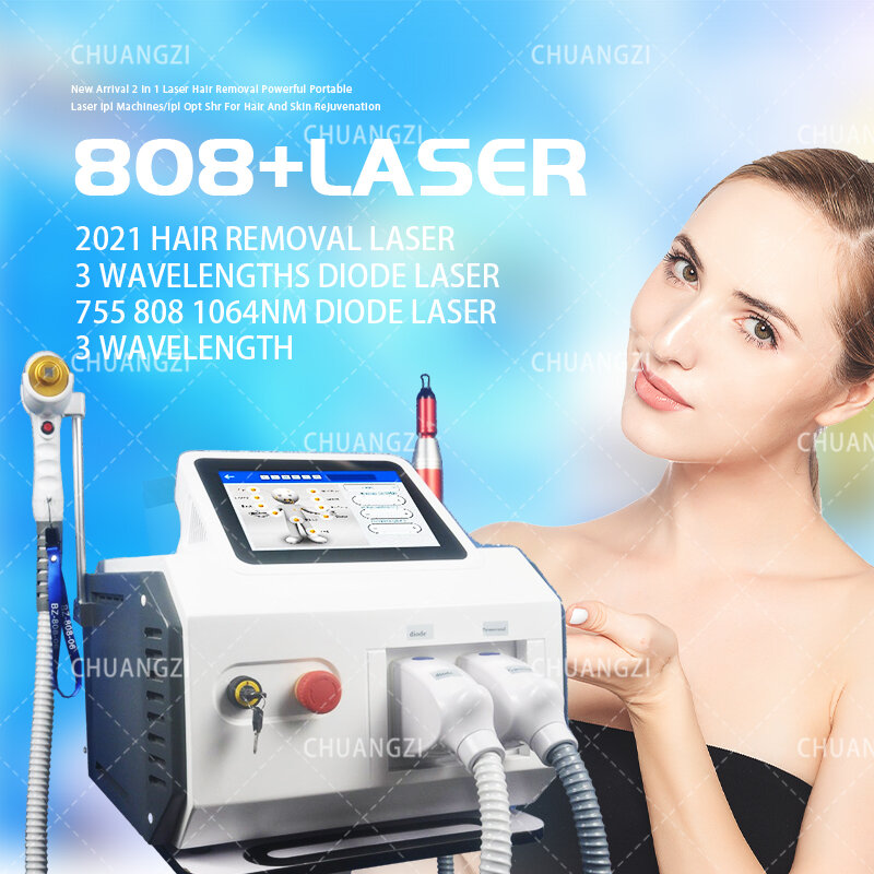 2021 2in1 soprano titânio soprano gelo/alma laser 808 diodo máquina de remoção do cabelo a laser/755 808 1064 alma soprano gelo platina