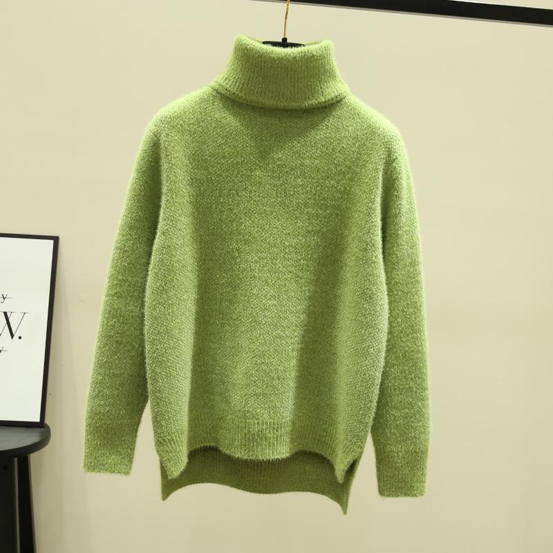 Autunno Maglione di Inverno Delle Donne Ha Lavorato A Maglia di Modo Allentato Casual Spessore Maglie E Maglioni Solido di Colore A Maniche Lunghe Più Il Formato Delle Signore Calde Pullover