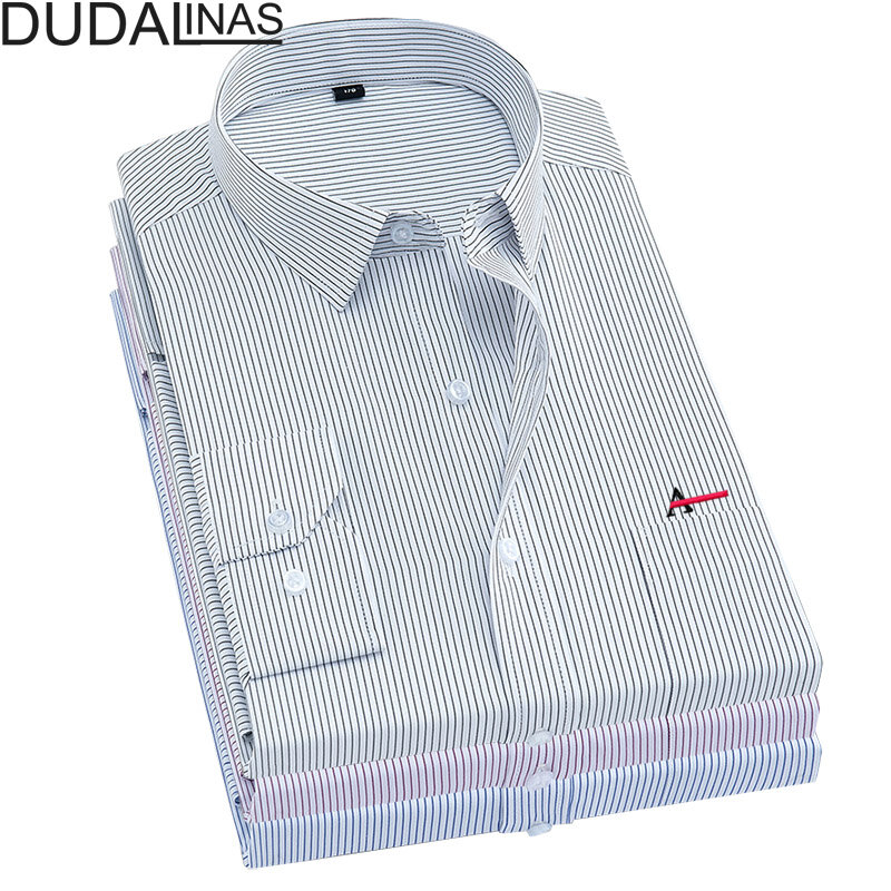 قميص رجالي Camisa بأكمام طويلة قميص رجالي مخطط ملابس ماركة ملابس عادية Dudalinas قميص كاميسا اجتماعي للرجال