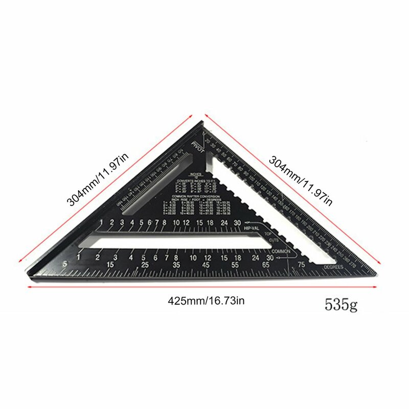 زاوية حاكم متري سبائك الألومنيوم الثلاثي مسطرة قياس سرعة الأعمال الخشبية مربع مثلث زاوية المنقلة