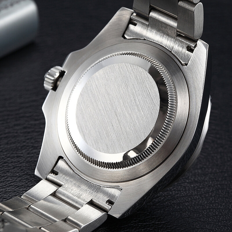 Parnis-reloj mecánico para hombre, cronógrafo masculino con esfera negra de 40mm, movimiento automático luminoso GMT Mingzhu 3804, novedad