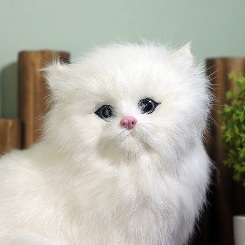 สมจริงน่ารักจำลองตุ๊กตา Plush สีขาวเปอร์เซียแมวของเล่นแมวตุ๊กตาตกแต่งเด็กชายหญิงของขวัญอีส...