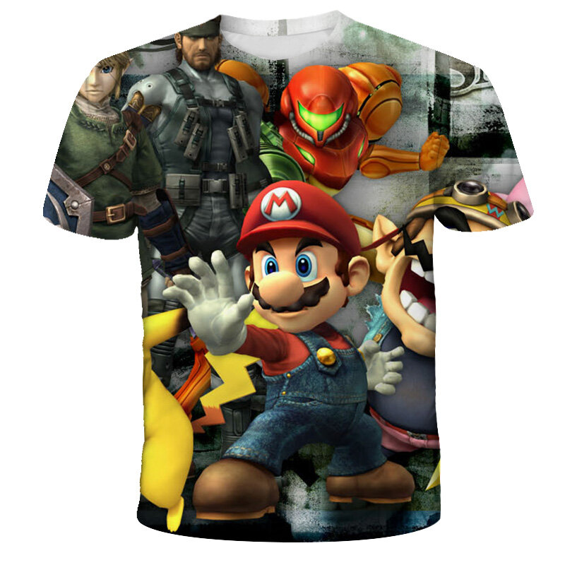 T-shirt à manches courtes pour enfants, haut imprimé Super Mario pour garçons et filles, 2021