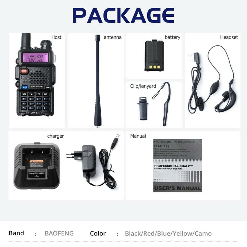 Baofeng – walkie-talkie professionnel CB Station de Radio amateur UV 5R, émetteur-récepteur 5W VHF UHF, Radio de chasse Portable UV5R, UV-5R