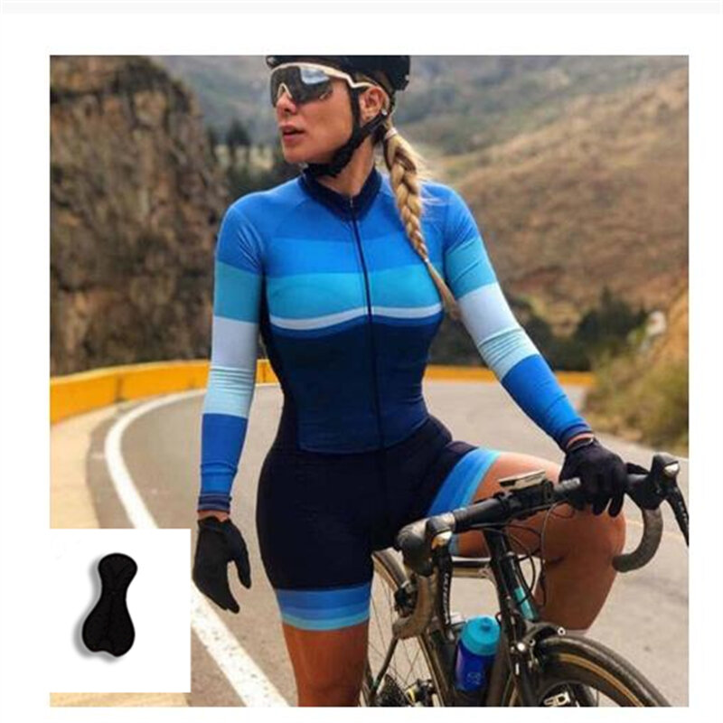 Jednoczęściowy zespół Triathlon wytrzymałość damska koszulka kolarska kombinezon rękaw Macaquinho Ciclismo Feminino zestaw podkładka żelowa Jumpsui