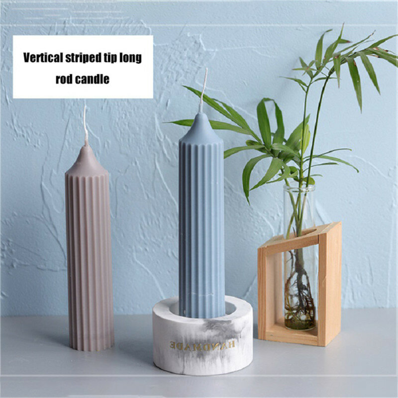 3D Long Pole Candle Molds Plastic Pillar Candle Making Mold Large Cylinder Rib Candle Mold DIY Making Supplies Moldes Para Velas